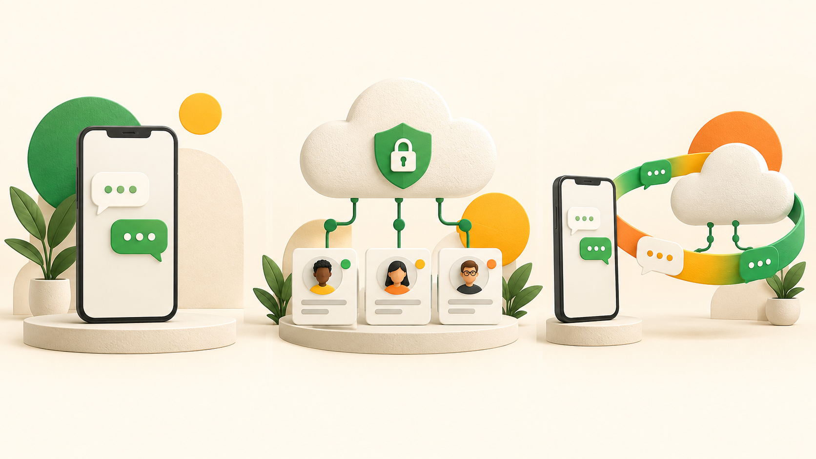 WhatsApp Business app, Cloud API team inbox and Coexistence options shown as three connected business messaging paths