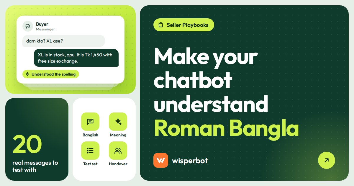 Cover graphic reading Make your chatbot understand Roman Bangla