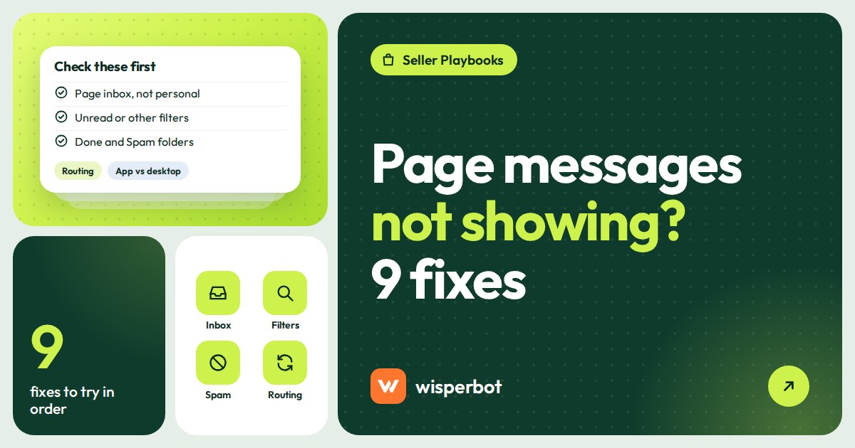 Cover graphic reading Facebook Page inbox not showing messages: 9 fixes