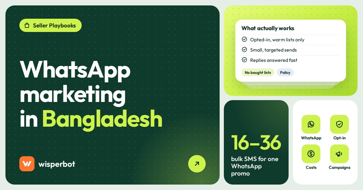 Cover image reading WhatsApp marketing in Bangladesh: rules, costs and what works